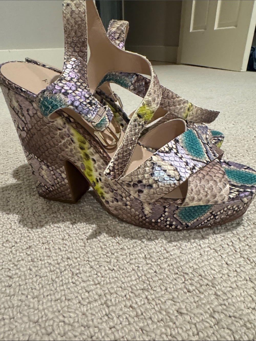 kate spade Multicolor Snake-Print Platform Sandals - Picture 10 of 14